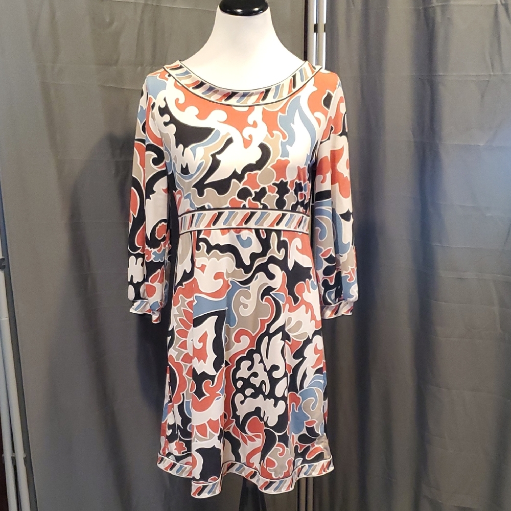 Bcbgmaxazria Elegant Multicolor Patterned Dress S… - image 1